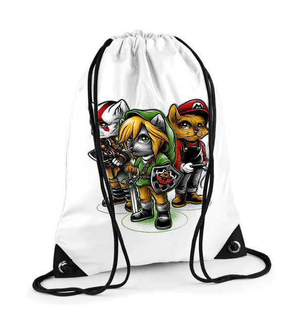zelda link mario macska macskás cica cicás Poliészter Tornazsák