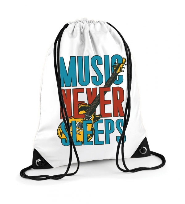 Music Never Sleeps gitár gitáros Poliészter Tornazsák