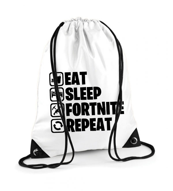 eat sleep fortnite repeat Poliészter Tornazsák