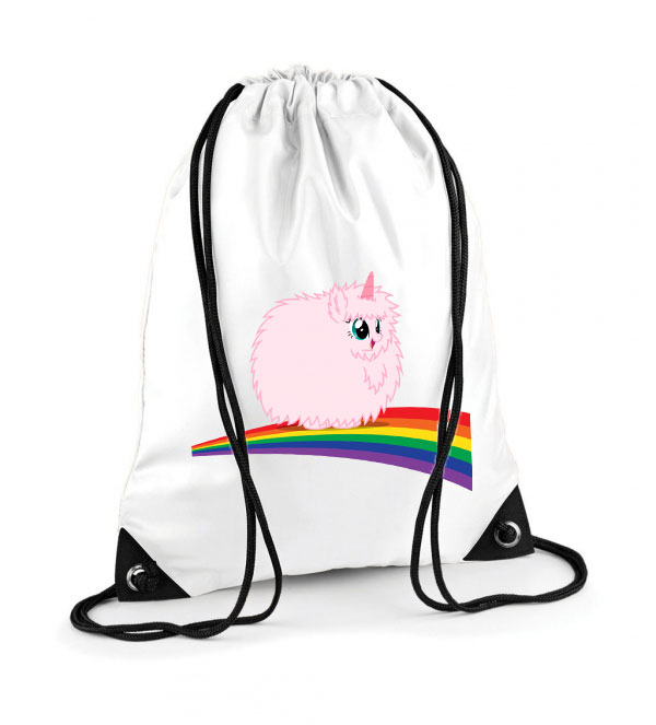 pink fluffy unicorn dancing on rainbow Poliészter Tornazsák