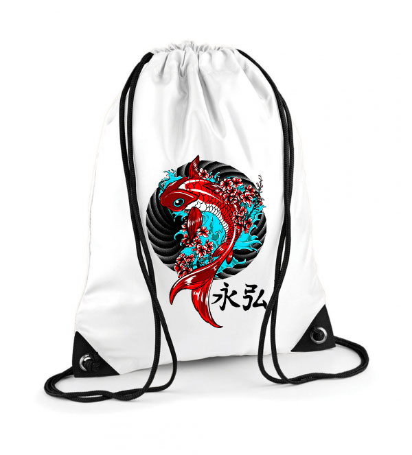 japán koi hal koi fish Poliészter Tornazsák