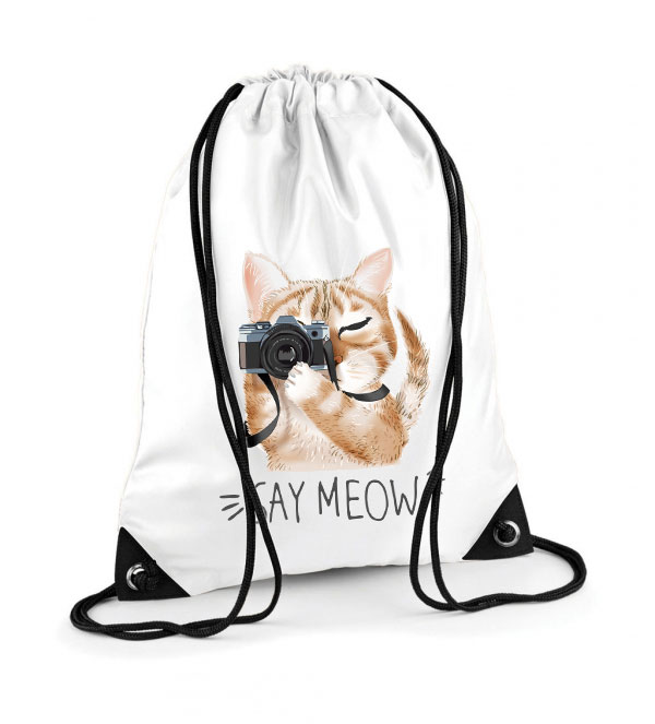 say meow macska macskás cica cicás Poliészter Tornazsák
