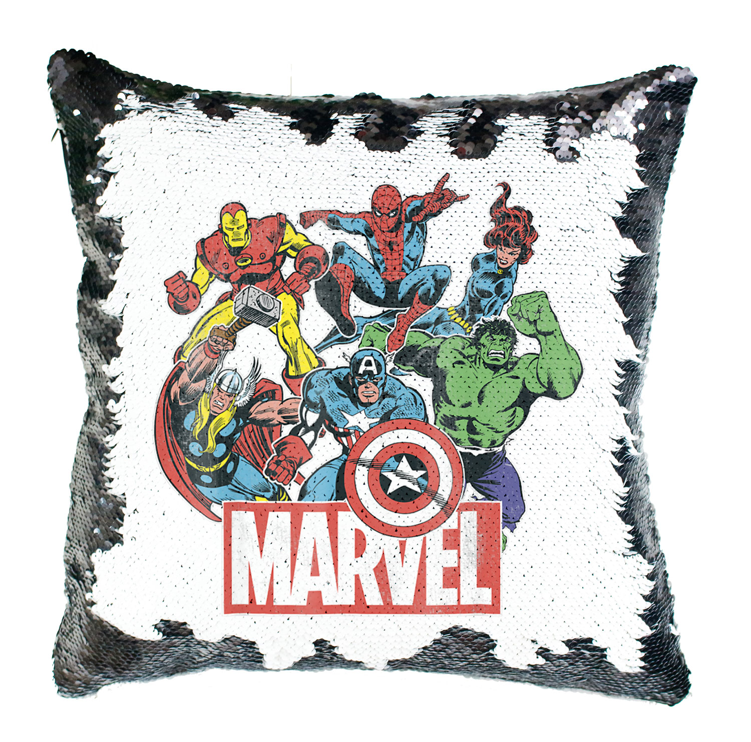 marvel avengers bosszúállók vasember thor pókember Simiflitteres Párnahuzat