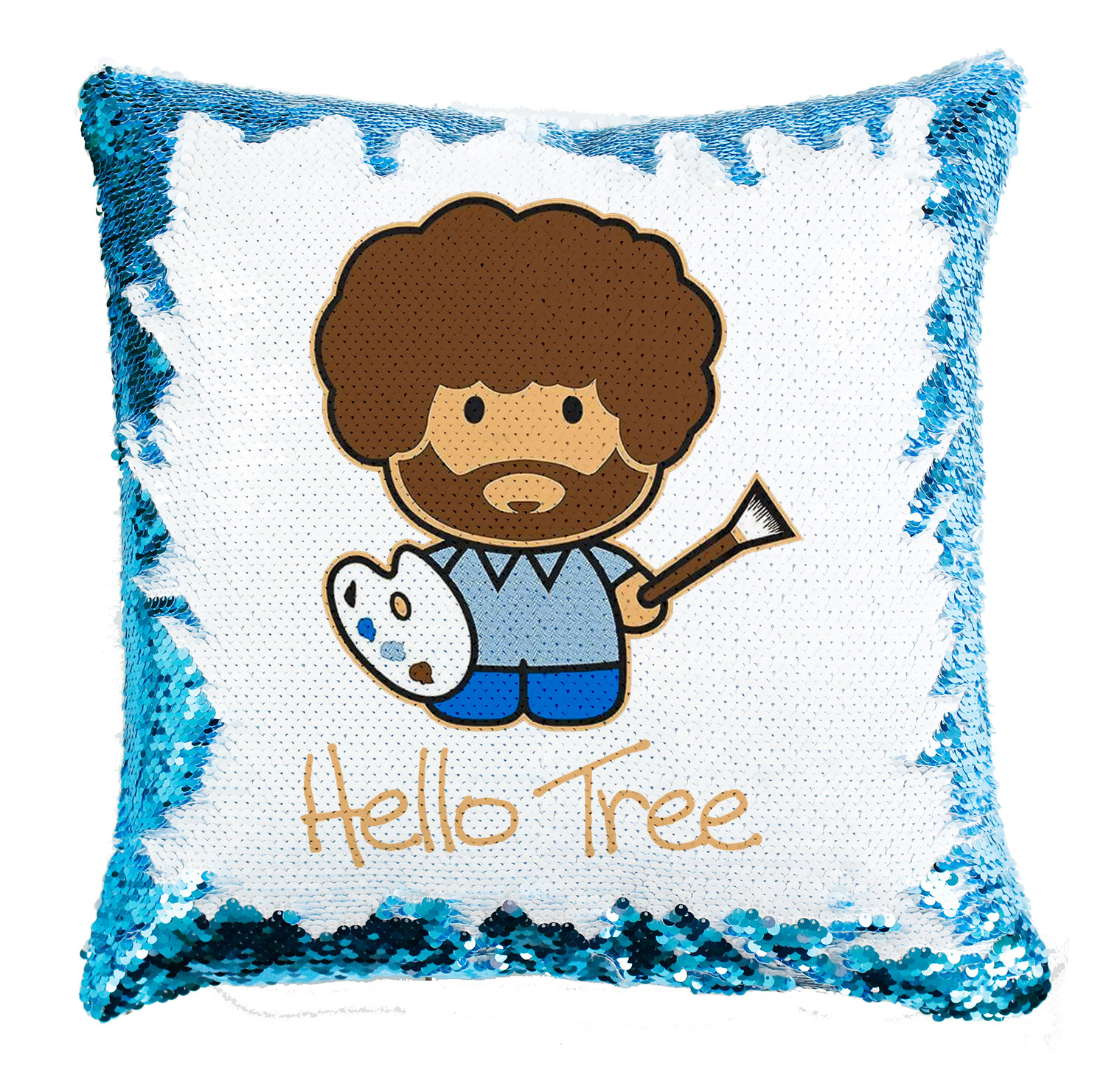 Bob Ross festészet festő Simiflitteres Párnahuzat