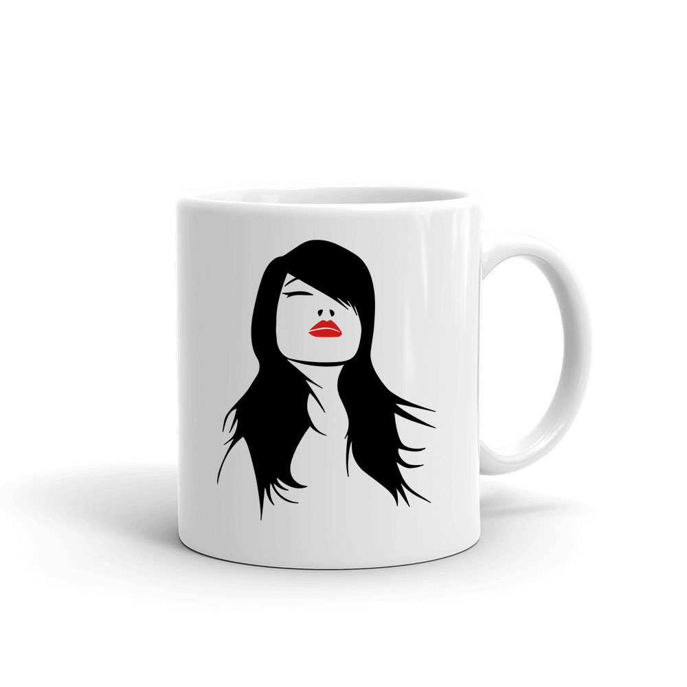 fekete haj rúzs red lips Bögre