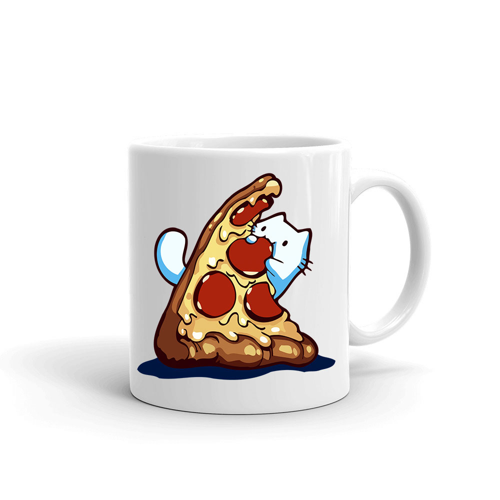 pizza szerető macska Bögre