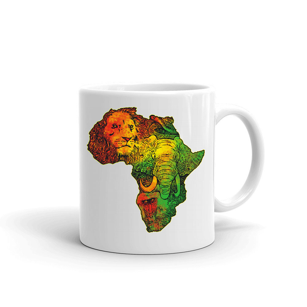 Afrika állatai elefánt oroszlán Bögre