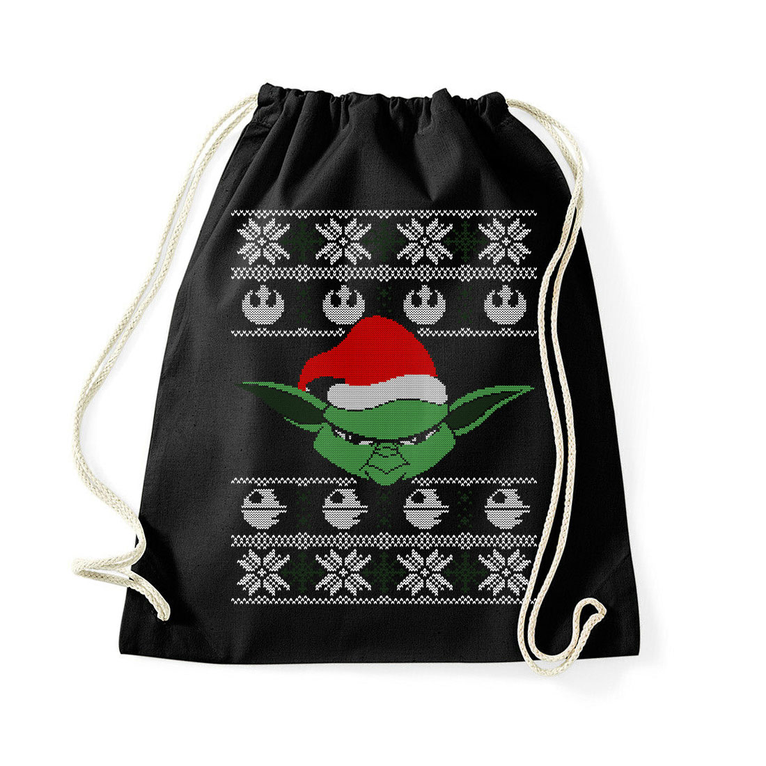 karácsonyos star wars yoda ronda pulcsi Fekete Tornazsák