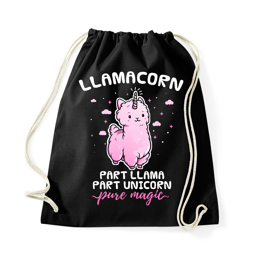 láma unikornis Fekete Tornazsák