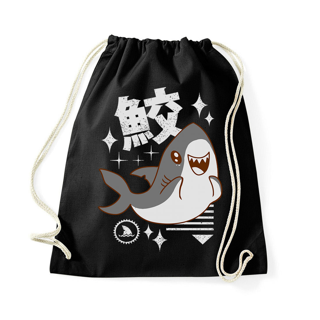 kawaii cuki cápa shark Fekete Tornazsák