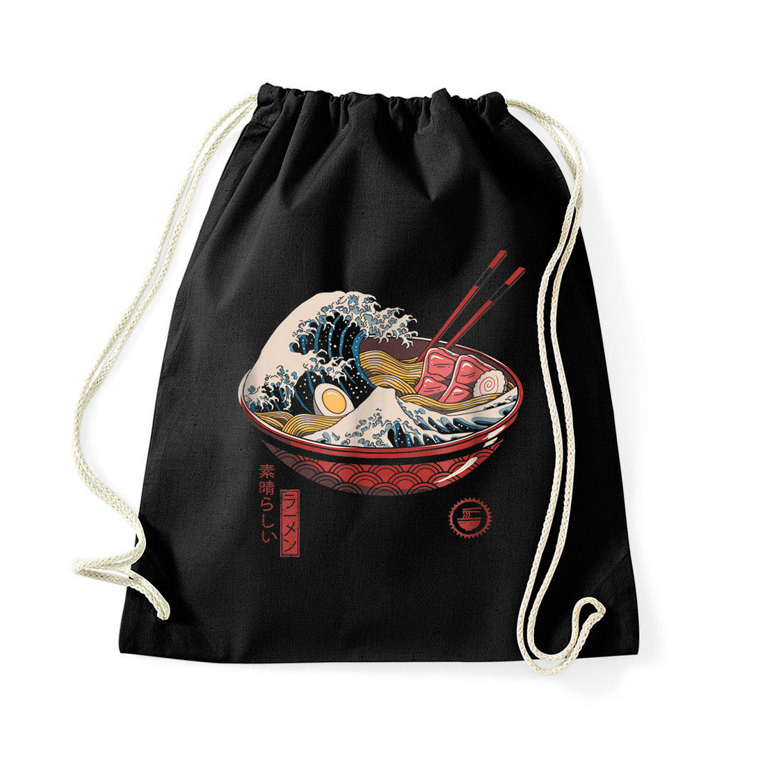 kanagava hullám ramen japán Fekete Tornazsák