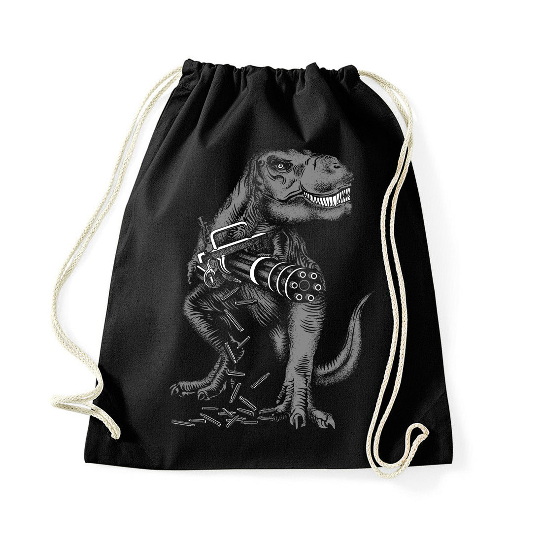 t-rex dino dinosaurus machine gun gépfegyver Fekete Tornazsák