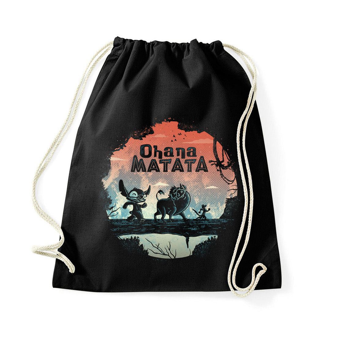 ohana matata timon pumba stitch Fekete Tornazsák