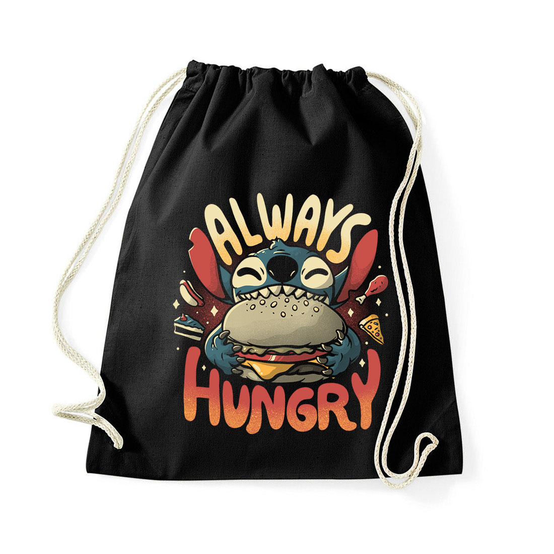 hamburger éhes stitch Fekete Tornazsák
