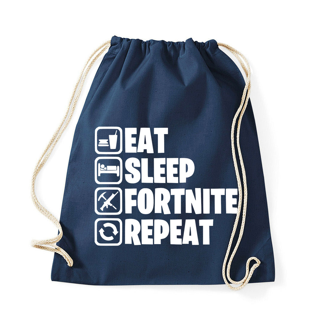eat sleep fortnite repeat Sötétkék Tornazsák