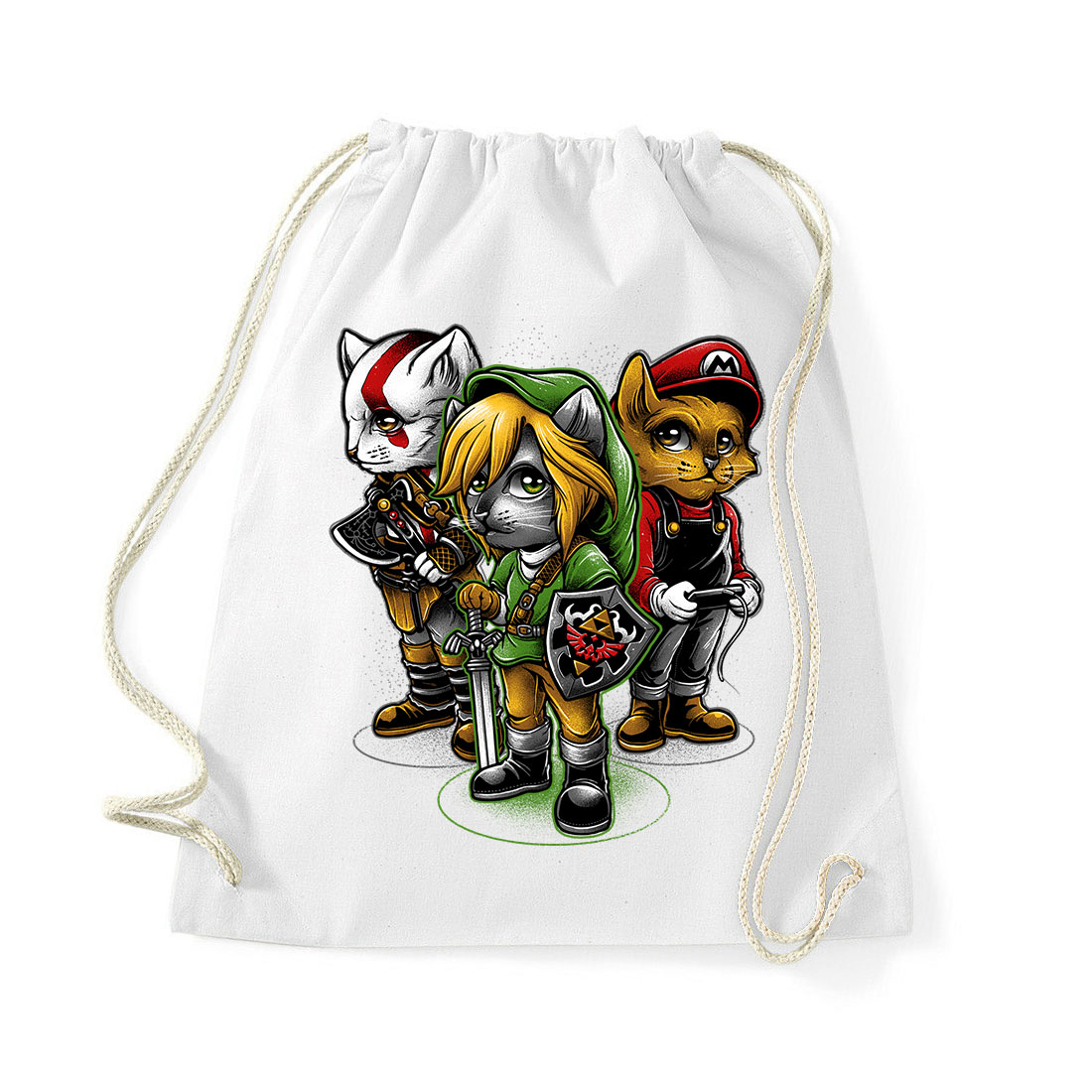 zelda link mario macska macskás cica cicás Fehér Tornazsák