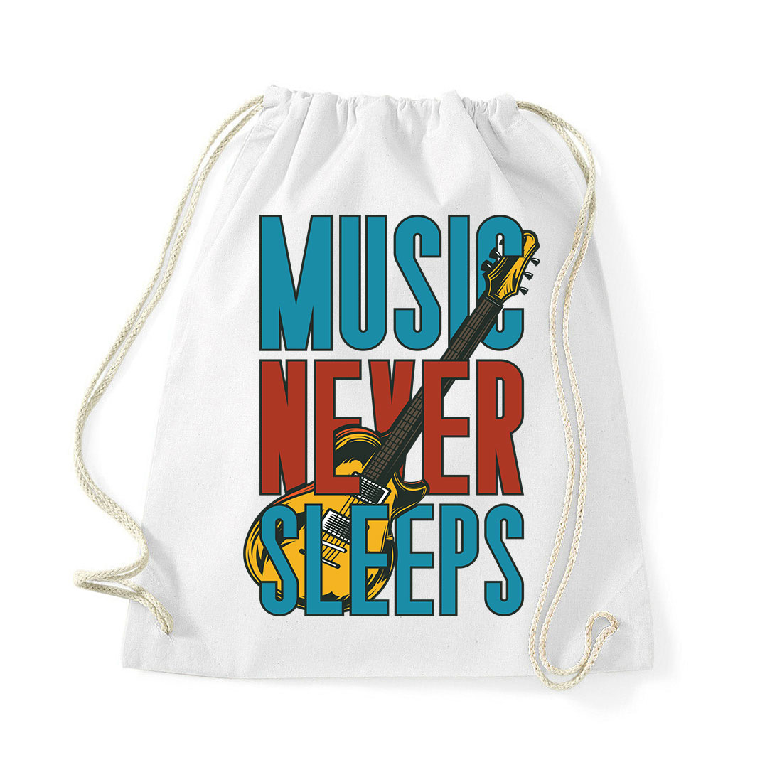Music Never Sleeps gitár gitáros Fehér Tornazsák