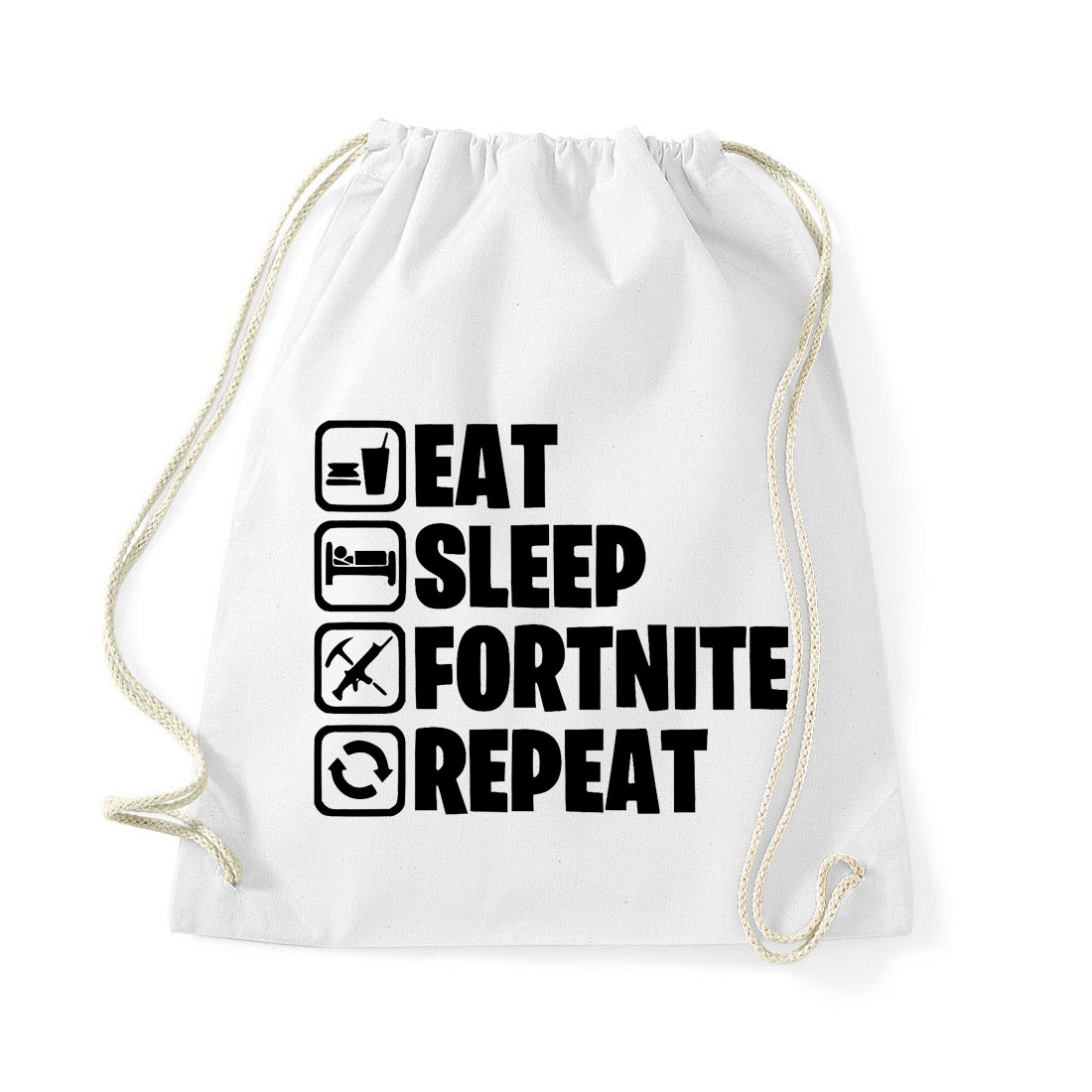 eat sleep fortnite repeat Fehér Tornazsák