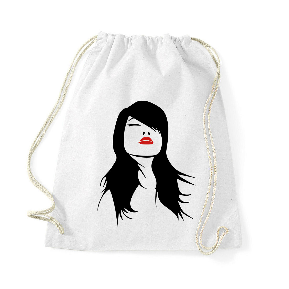 fekete haj rúzs red lips Fehér Tornazsák
