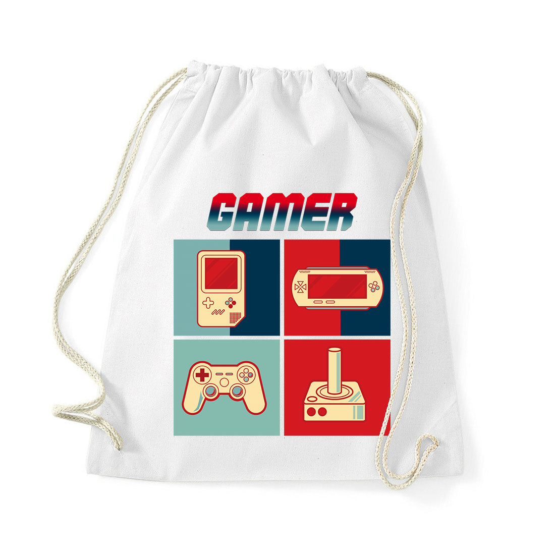 Gamer joystick gameboy Fehér Tornazsák