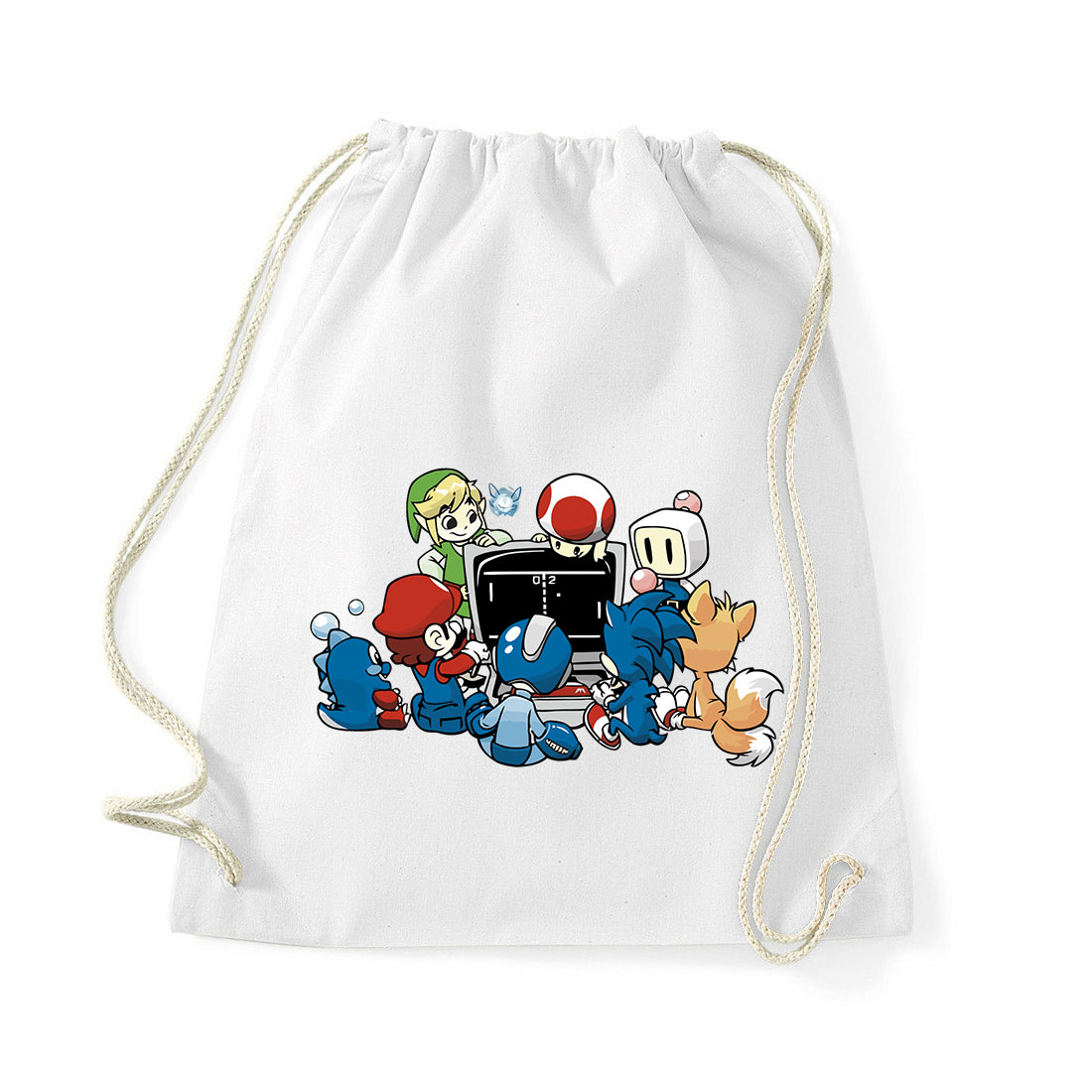 gamer sonic mario zelda megamen Fehér Tornazsák