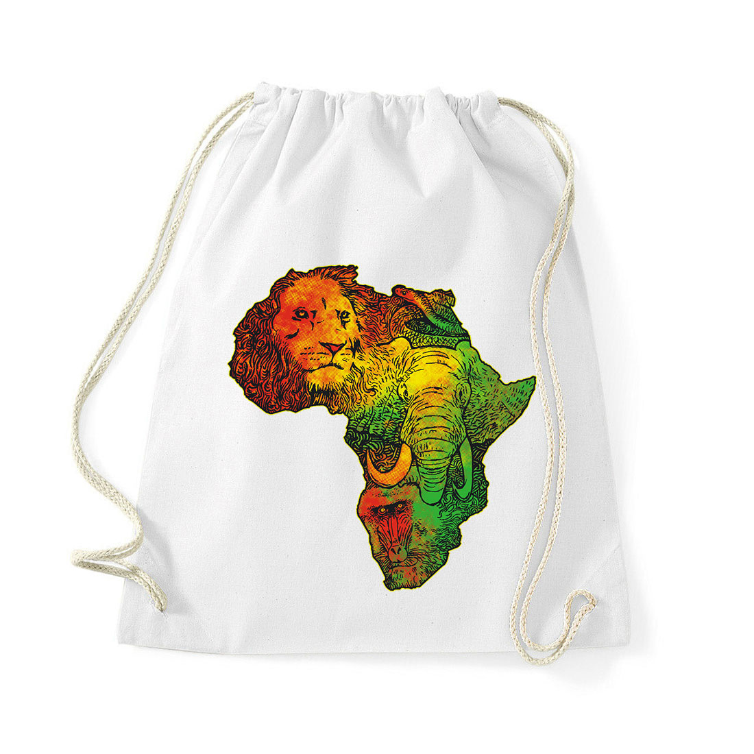 Afrika állatai elefánt oroszlán Fehér Tornazsák