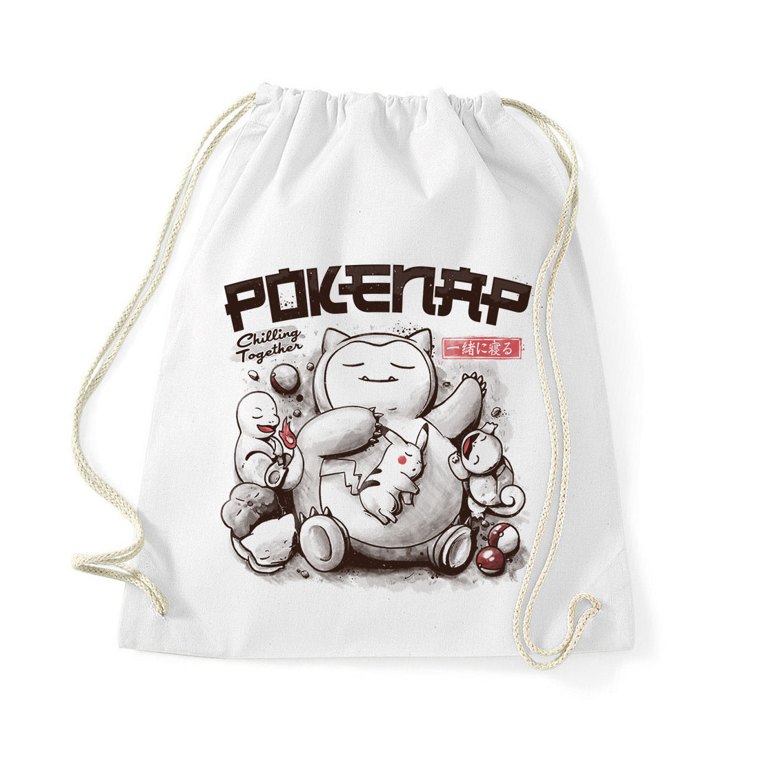 pokemon snorlax pikachu charmander alvós alvás Fehér Tornazsák