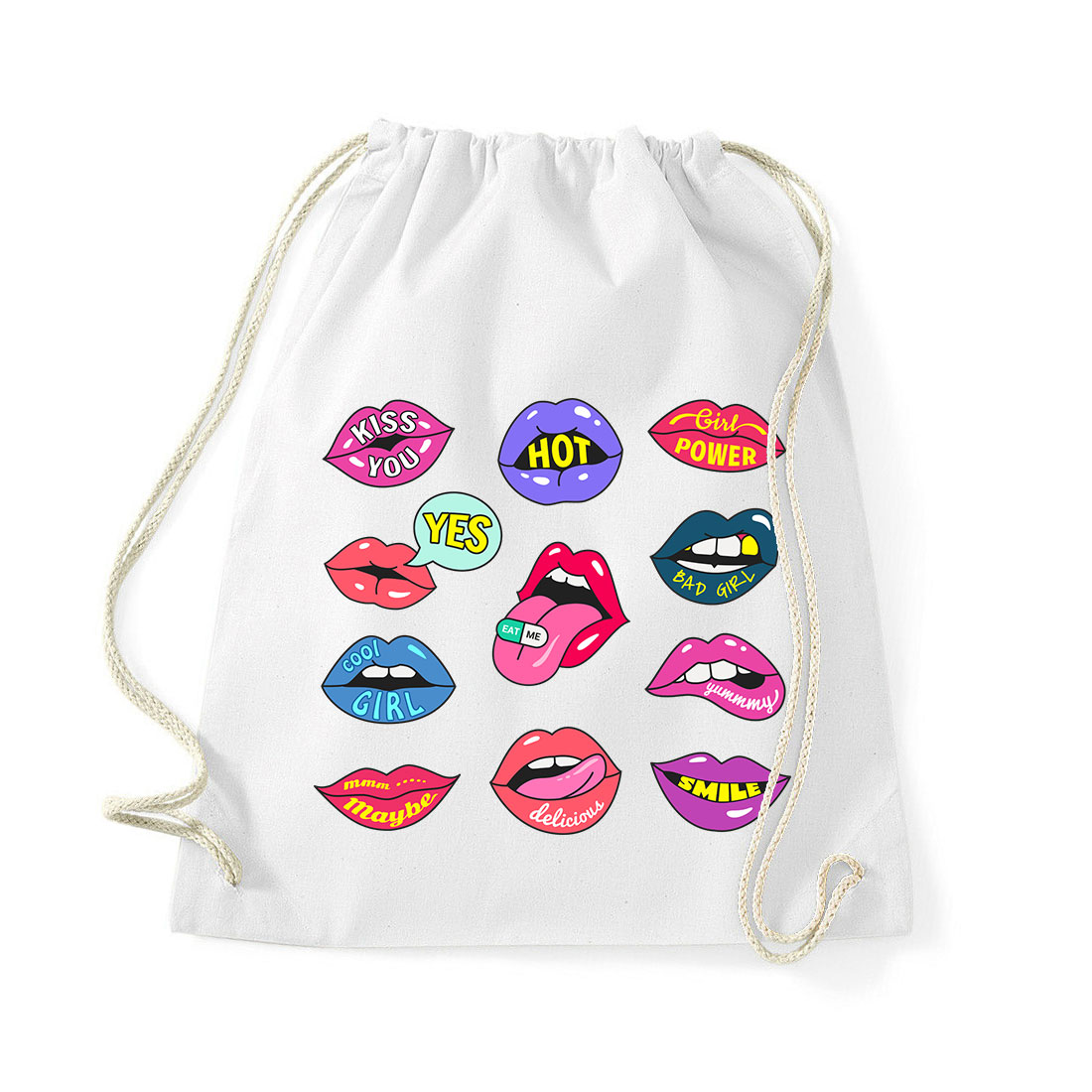 lips ajak ajkak száj  Fehér Tornazsák
