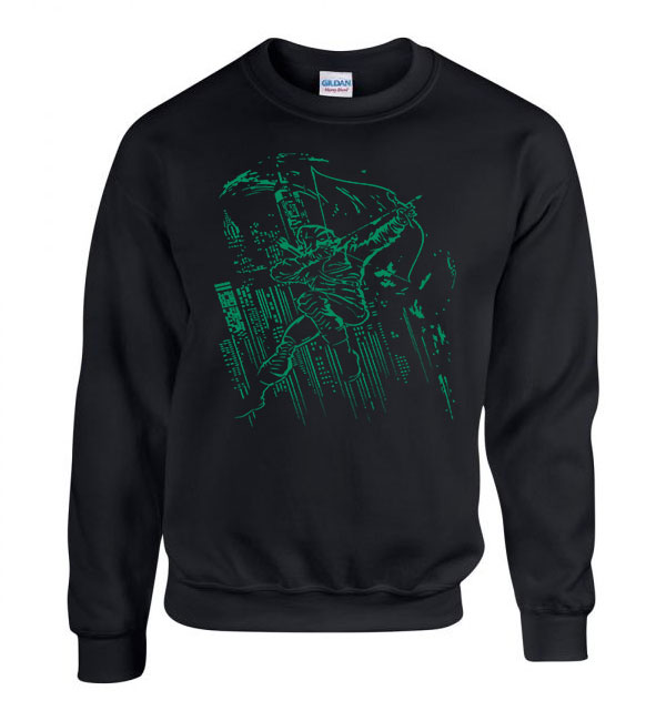 Green Arrow Zöld Íjjász Fekete Férfi Pulóver