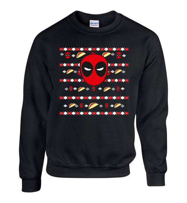 deadpool karácsony ronda pulcsi Fekete Férfi Pulóver
