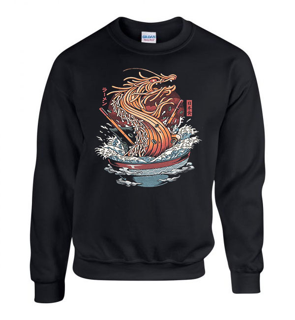ramen sárkány japán Fekete Férfi Pulóver