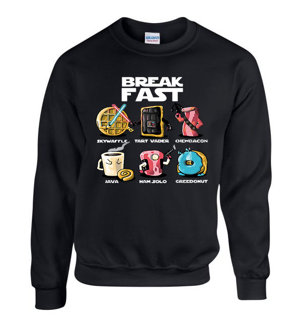 star wars break fast reggeli humor fánk kávé palacsinta Fekete Férfi Pulóver
