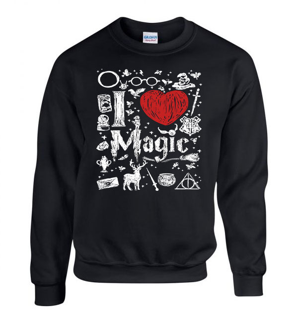 Harry Potter Magic patronus Fekete Férfi Pulóver