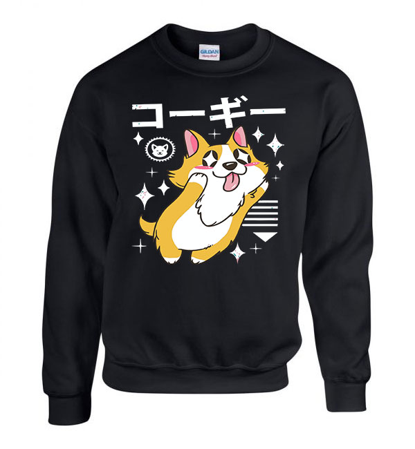 korgi corgi kutya Fekete Férfi Pulóver