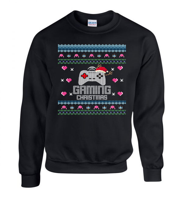 gamer karácsony ronda pulcsi Fekete Férfi Pulóver