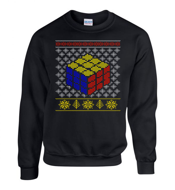 Rubik kocka karácsony ronda pulcsi Fekete Férfi Pulóver