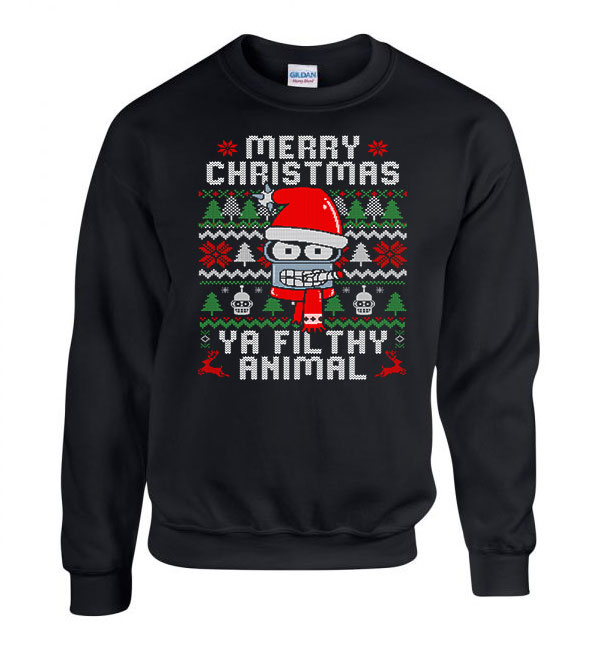 futurama christmas karácsony Fekete Férfi Pulóver