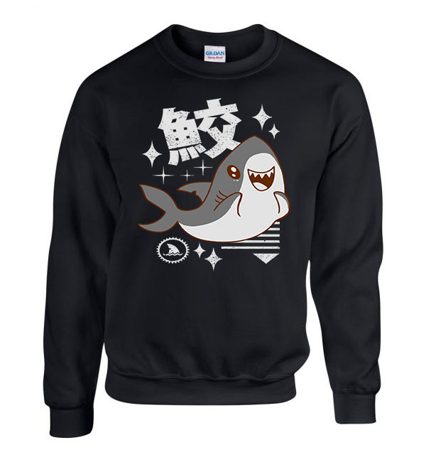 kawaii cuki cápa shark Fekete Férfi Pulóver