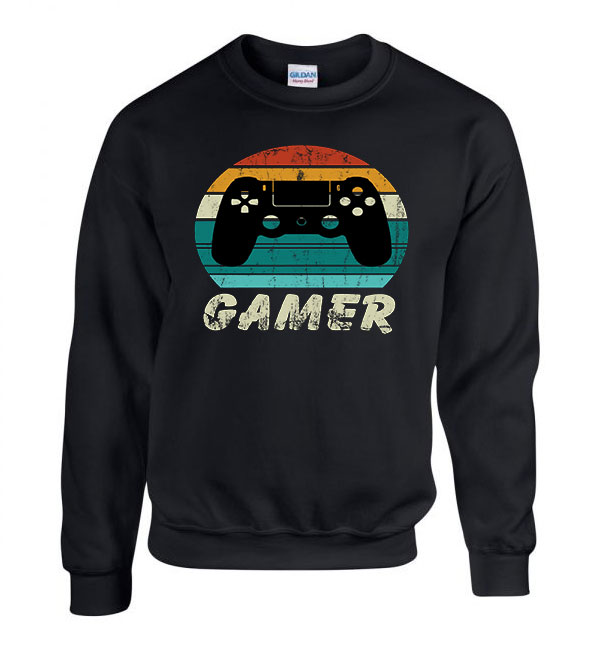 gamer Fekete Férfi Pulóver