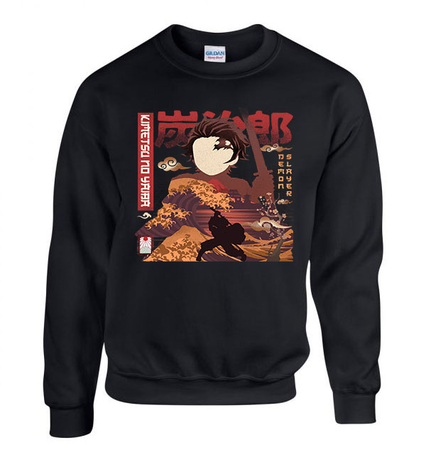 tanjiro demon slayer Fekete Férfi Pulóver
