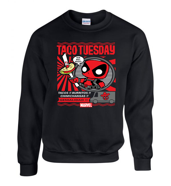 taco tuesday deadpool Fekete Férfi Pulóver