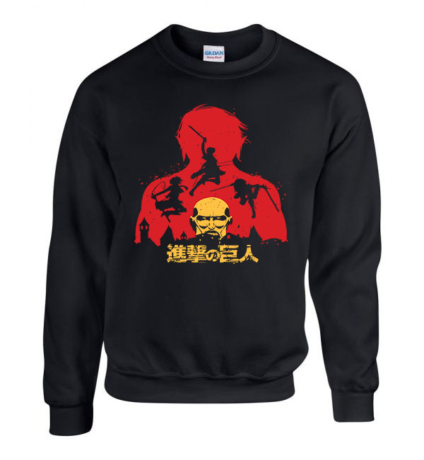 attack on titan Fekete Férfi Pulóver
