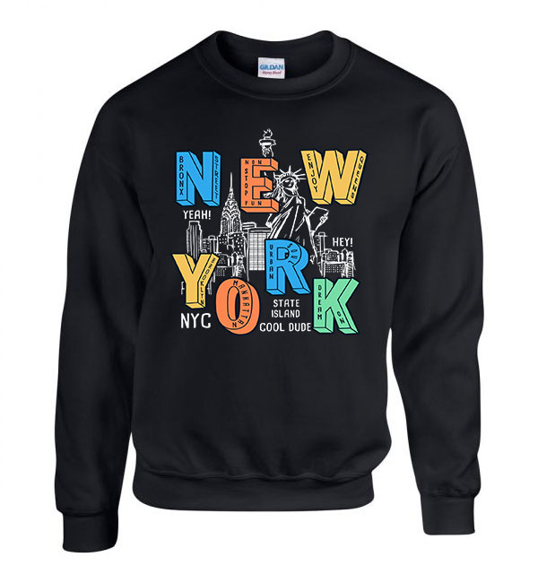 new york usa nyc Fekete Férfi Pulóver