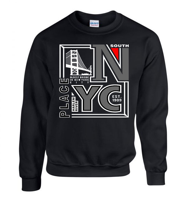 New York Fekete Férfi Pulóver
