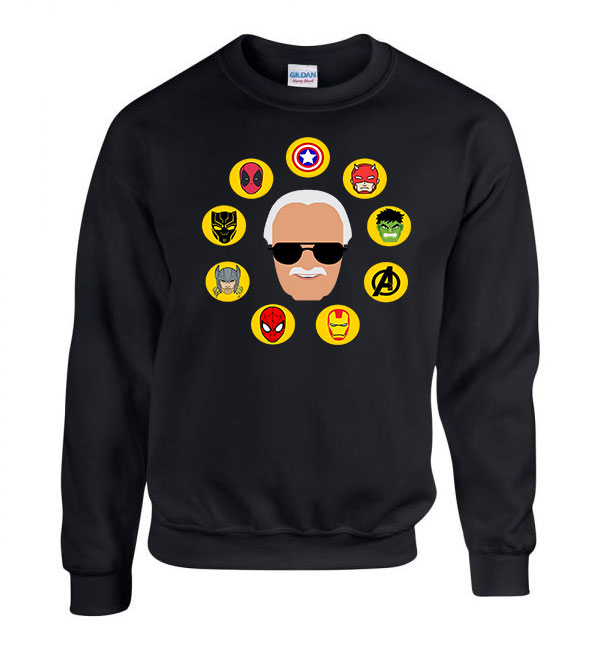 Marvel Stan lee bosszúállók thor hulk pókember vasember Fekete Férfi Pulóver
