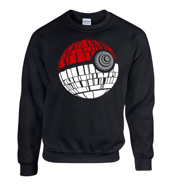 Pokemon Death Star Halálcsillag Pokelabda Fekete Férfi Pulóver