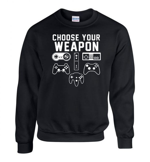 Gamer Joystick Sega Nintendo Fekete Férfi Pulóver