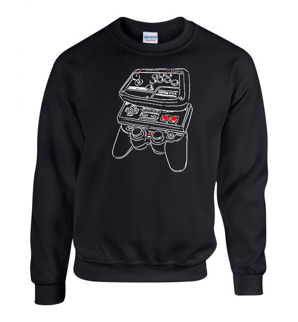 gamer joystick sega Fekete Férfi Pulóver