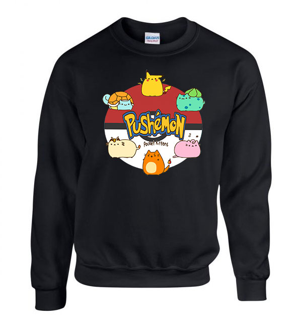 pokemon pusheen macska macskás Fekete Férfi Pulóver