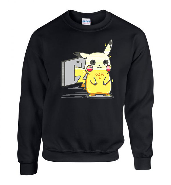 pikachu pokmon töltés Fekete Férfi Pulóver